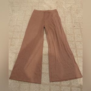 Lanston Sport Tan Wide Leg Cropped Ribbed Pants